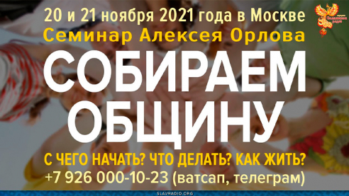 Собираем общину единомышленников. Семинар Алексея Орлова 20 и 21-11-2021 в Москве